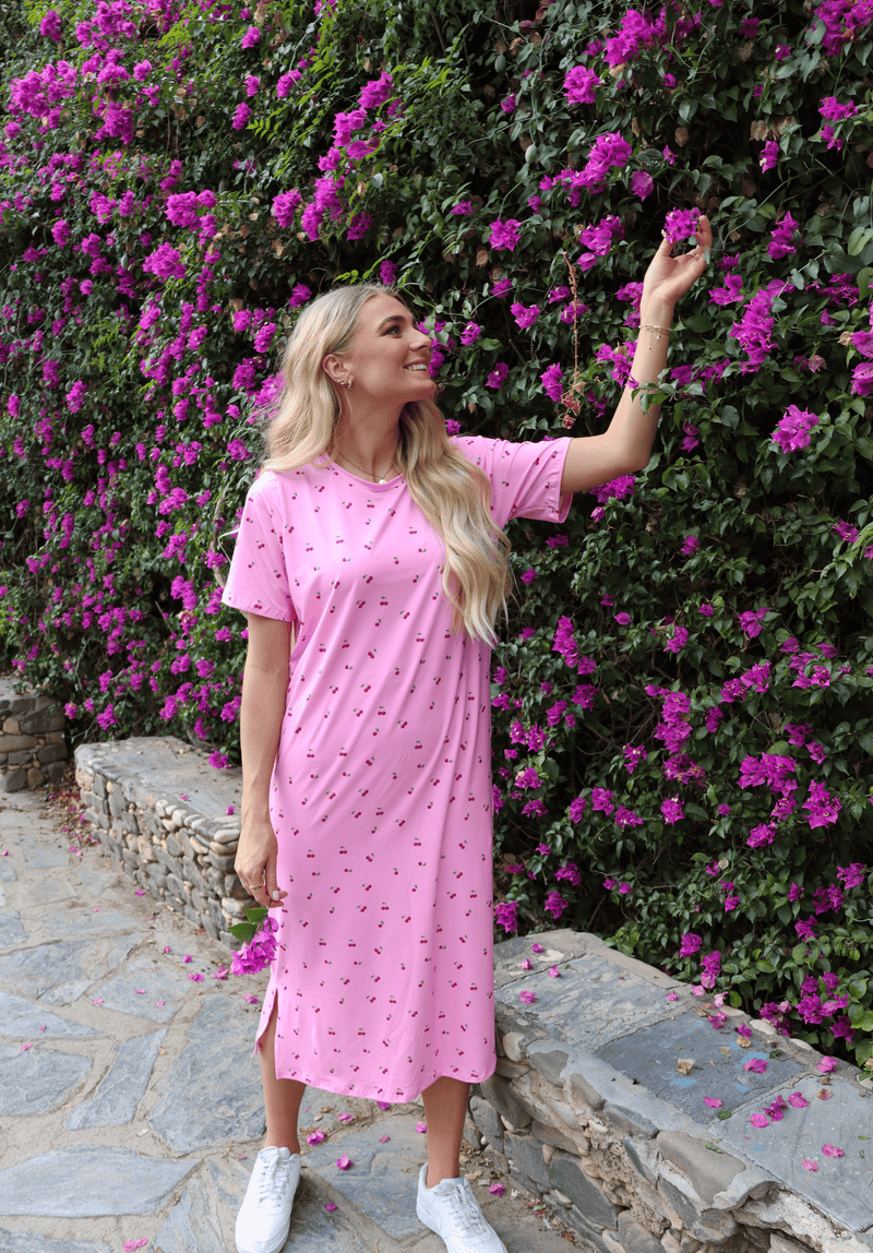 ALMA-TSHIRT-DRESS - PINK CHERRY