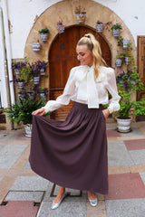 FREDE-LONG-SKIRT - DARK BROWN