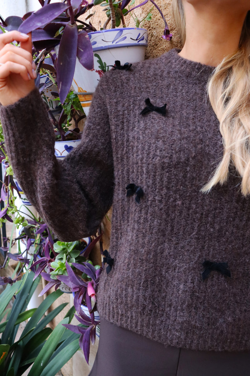 FRO-BOW-PULLOVER - BROWN BLACK BOW