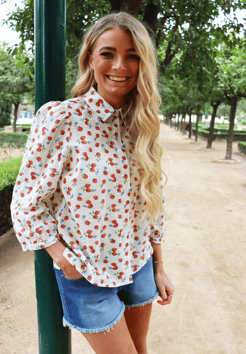 OANNA-BLOUSE - STRAWBERRY