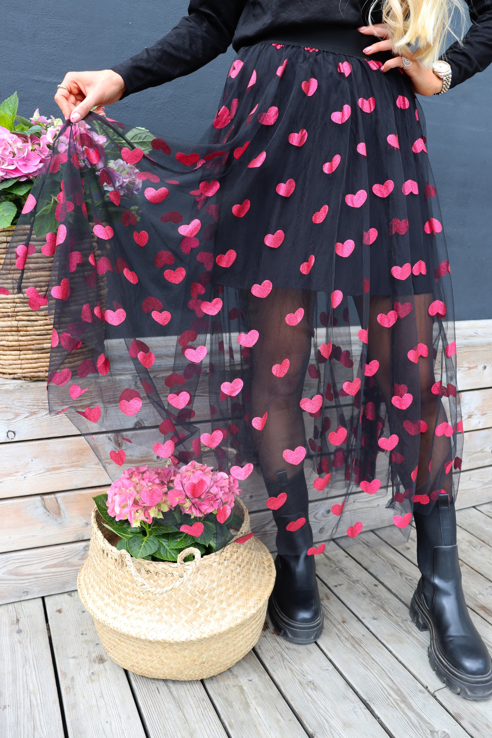 TULLE HEART SKIRT - BLACK PINK HEART – Liberté Essentiel