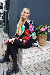 ANDREA-ZIP-BLOUSE - BLACK BIG FLOWERS