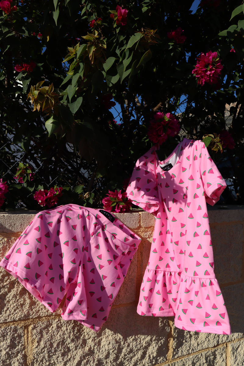 ALMA-SS-BABYDOLL-DRESS (KIDS) - PINK WATERMELON