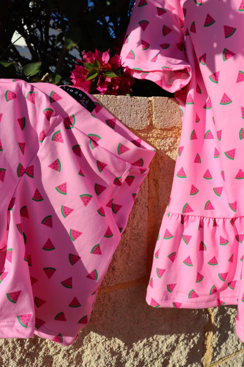 ALMA-SS-BABYDOLL-DRESS (KIDS) - PINK WATERMELON