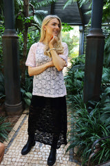 LACY LONG SKIRT - BLACK