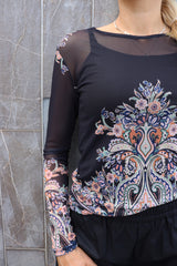 MESH LS TSHIRT - BLACK PAISLEY