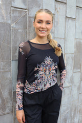 MESH LS TSHIRT - BLACK PAISLEY