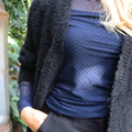 NAVY BLACK SMALL FLOCK DOT