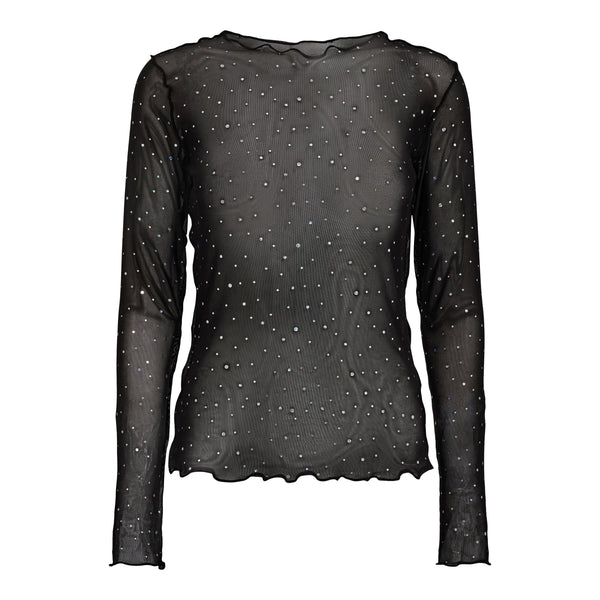 MESH-SPARKLE-TOP - BLACK SEQUINS DOT