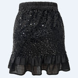 NOR FRILL SKIRT - BLACK SEQUINS