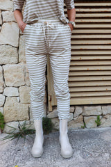 ALMA-PANTS - SAND IVORY STRIPE