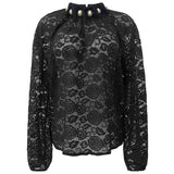 PIP LS BLOUSE - BLACK LACE