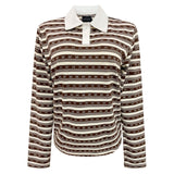 POLO-LS-BOW-SHIRT - BROWN CREME BOW STRIPE