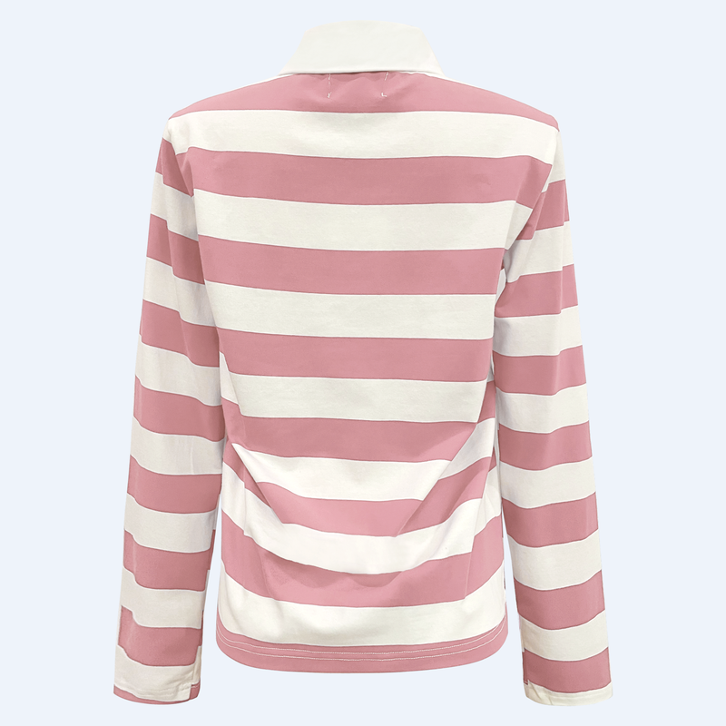 POLO-LS-SHIRT - ROSA WHITE STRIPE