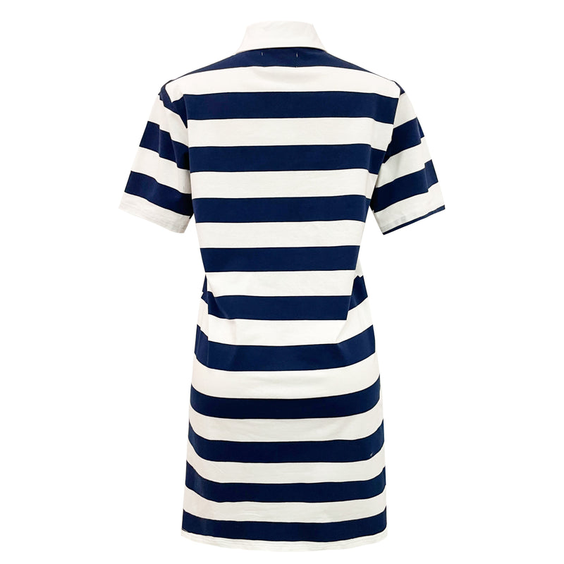 POLO-SS-DRESS - NAVY WHITE STRIPE