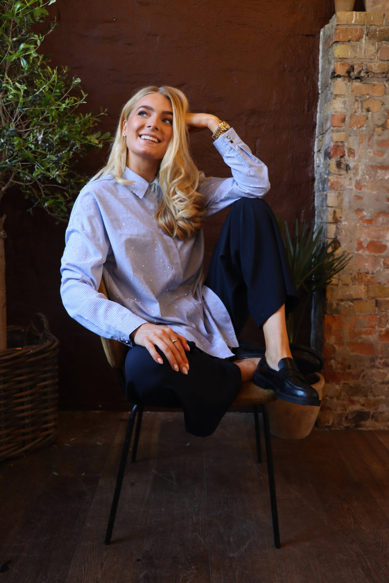 SARA LS SHIRT - BLUE DIAMOND STRIPE