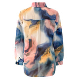 SARAFINA LS SHIRT - BLUE PEACH GOLD MARBLE