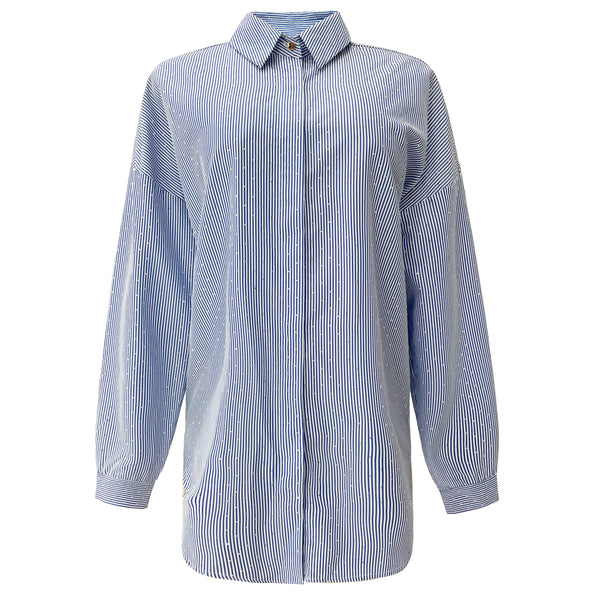 SARA LS SHIRT - BLUE DIAMOND STRIPE
