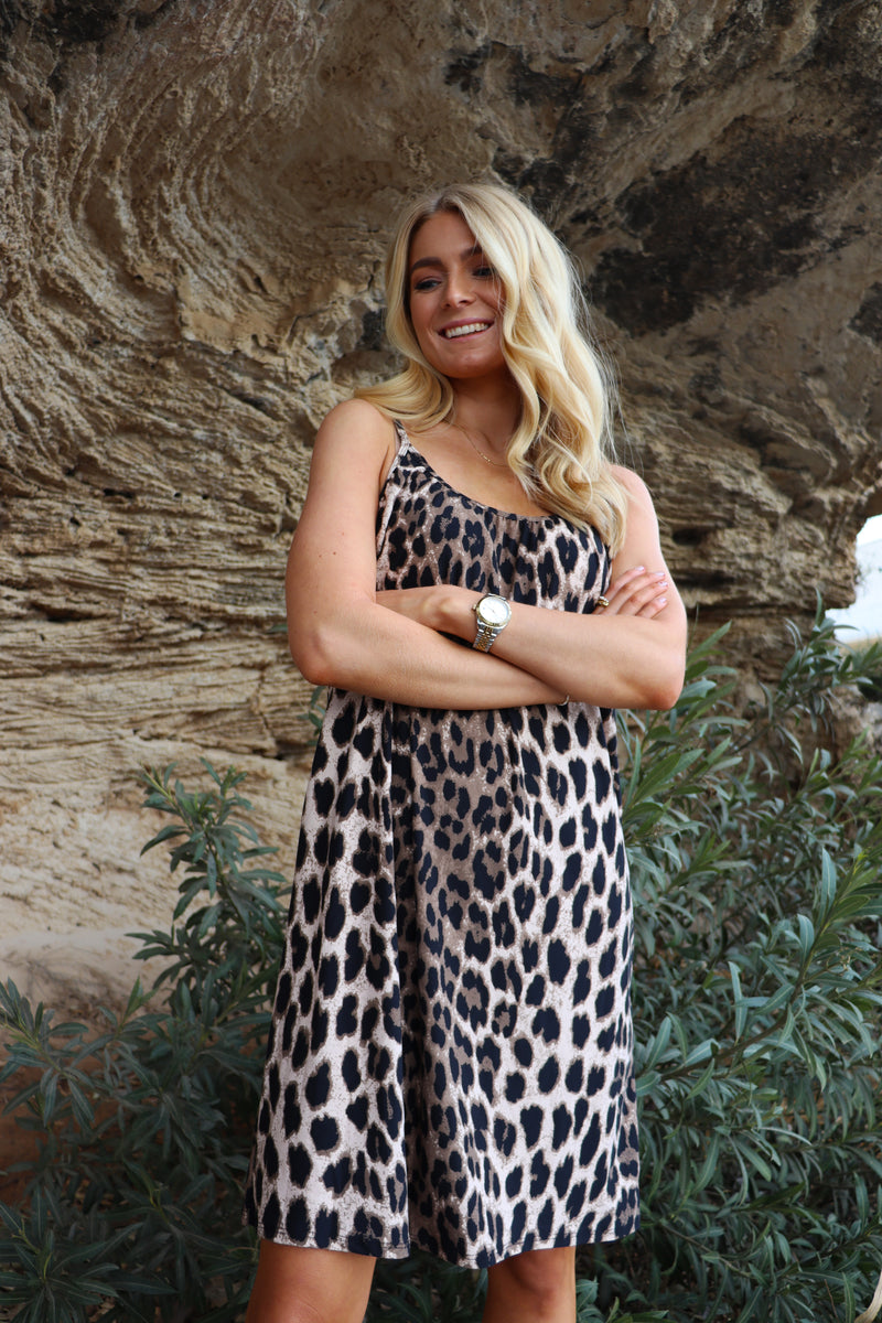 ALMA-SHORT-STRAP-DRESS - BIG LUX LEO FOSSIL
