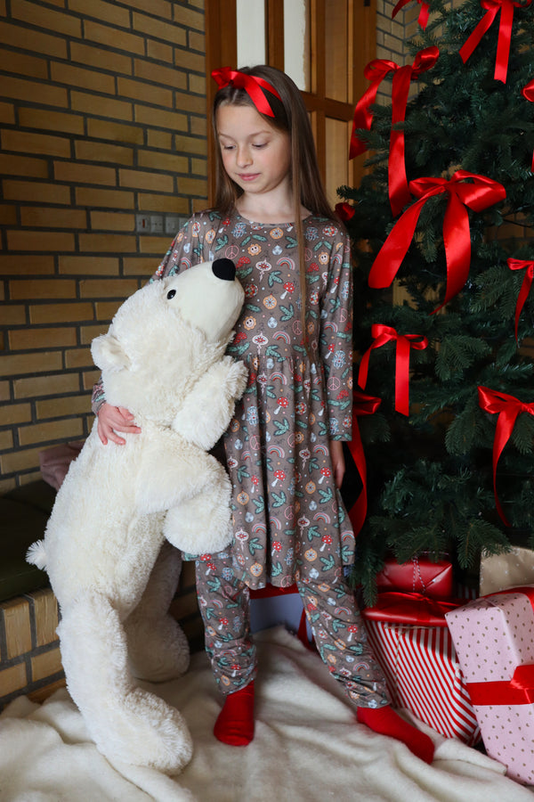 ALMA-LS-BABYDOLL-DRESS (KIDS) - SMILEY PEACE BROWN