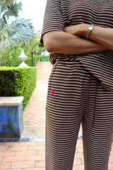 SUS TSHIRT - BROWN CREME STRIPE
