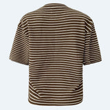 SUS TSHIRT - BROWN CREME STRIPE