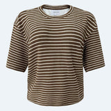 SUS TSHIRT - BROWN CREME STRIPE