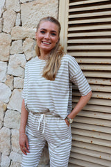 ALMA-TSHIRT - SAND IVORY STRIPE