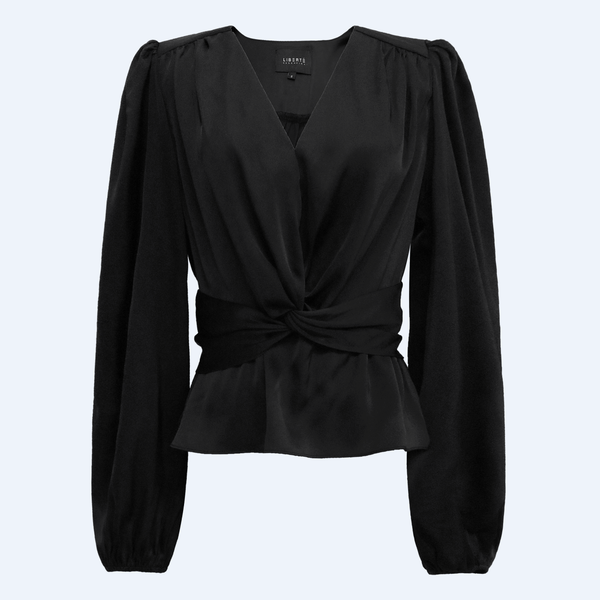 TIKI-LS-TWIST-BLOUSE - BLACK