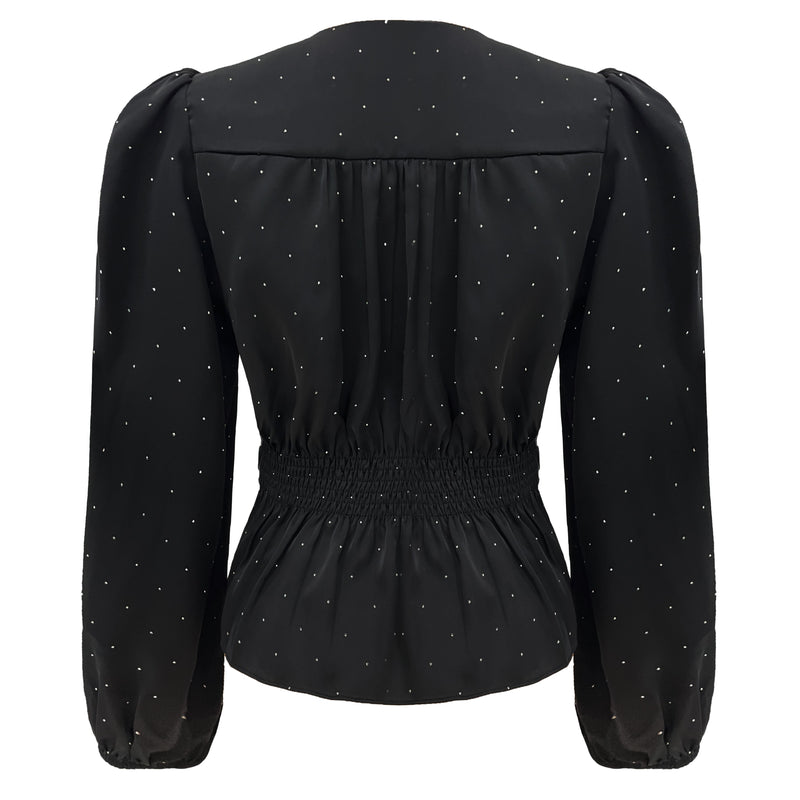 TIKI LS TWIST BLOUSE - BLACK DIAMOND