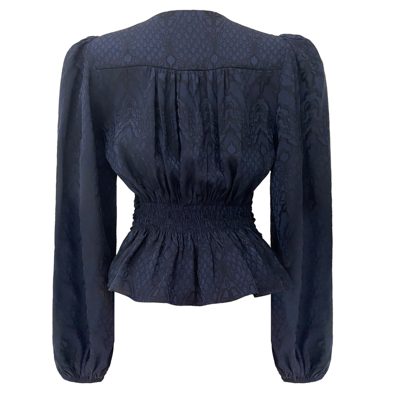 TIKI LS TWIST BLOUSE - NAVY BLACK