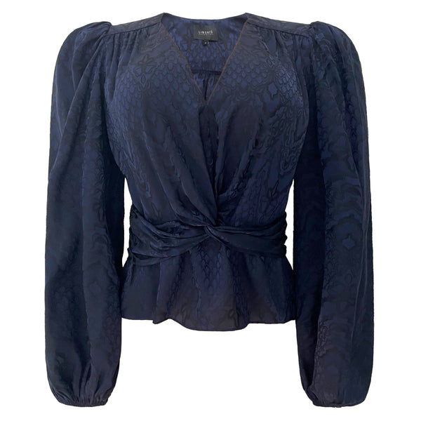 TIKI LS TWIST BLOUSE - NAVY BLACK