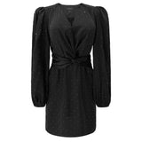 TIKI LS TWIST DRESS - BLACK DIAMOND