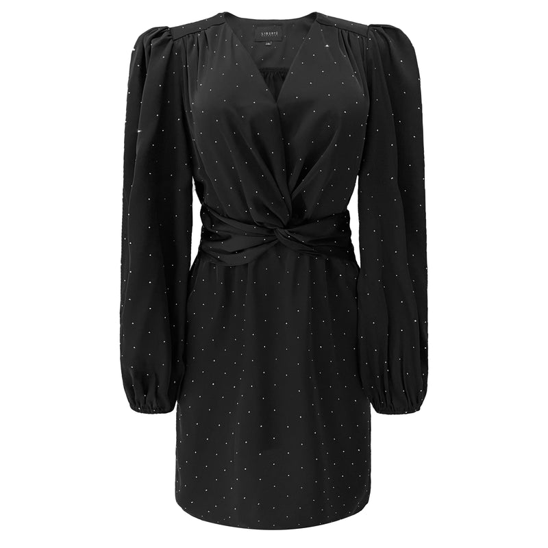 TIKI LS TWIST DRESS - BLACK DIAMOND