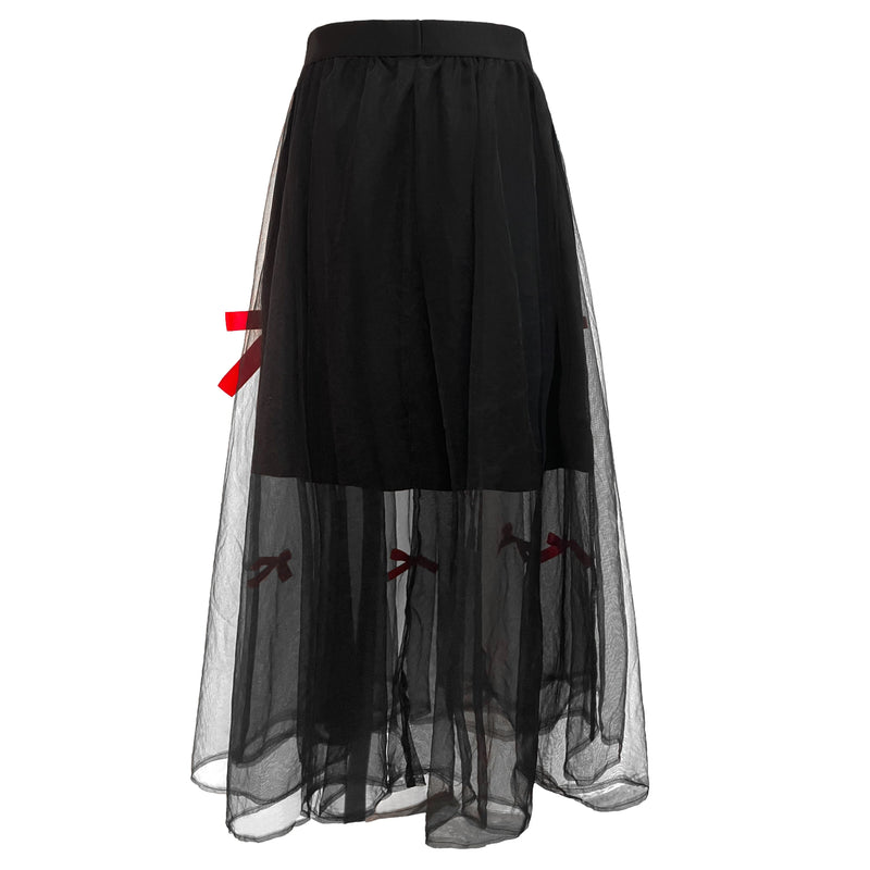 TULLE-BOW-SKIRT - BLACK RED BOW