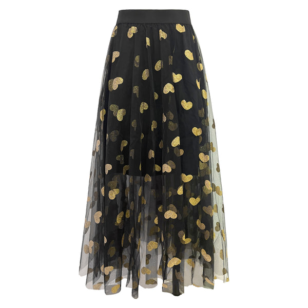 TULLE-HEART-SKIRT - BLACK GOLD HEART