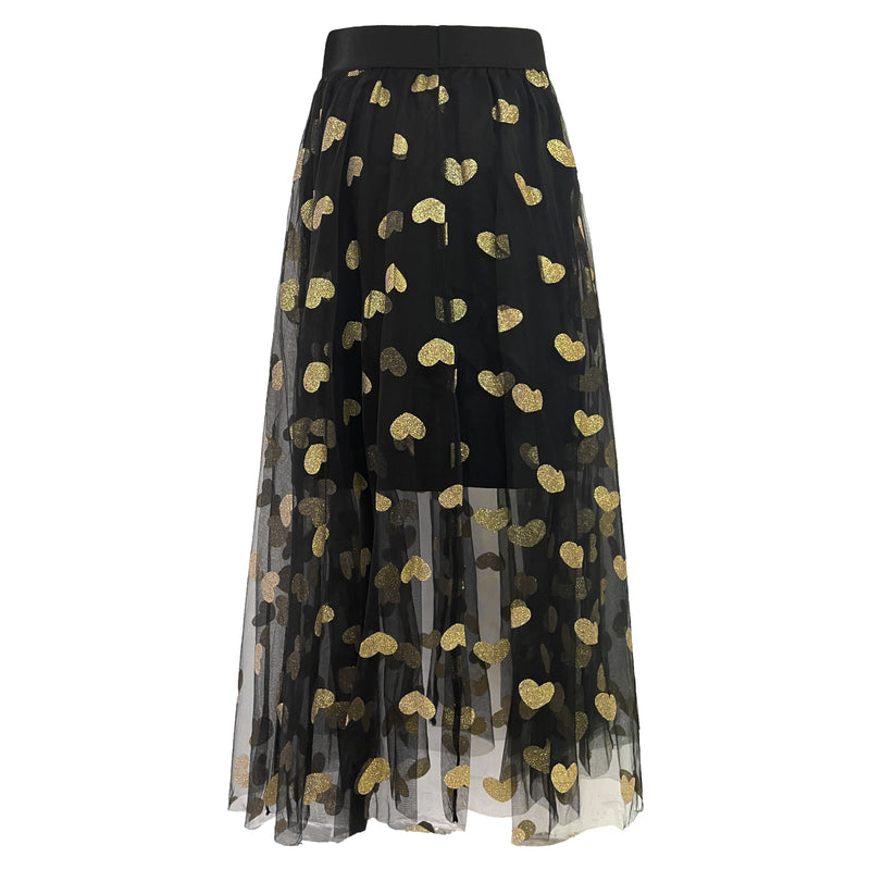 TULLE-HEART-SKIRT - BLACK GOLD HEART