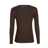 MESH LS TSHIRT, FLOCK - DARK BROWN BIG DOT