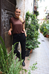 ALMA-U-TSHIRT - BROWN BLACK HEART