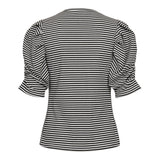 WIN PUFF TSHIRT - BLACK CREME SMALL STRIPE
