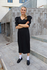 WINNIE VNECK DRESS - BLACK