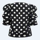 WINNIE BLOUSE - BLACK WHITE BIG DOT