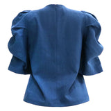 WINNIE VNECK BLOUSE - DUSTY BLUE