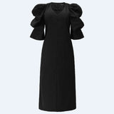 WINNIE VNECK DRESS - BLACK