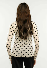 MESH LS TSHIRT, FLOCK - IVORY BIG DOT