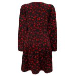 CECILIE LS DRESS - BLACK RED BOW