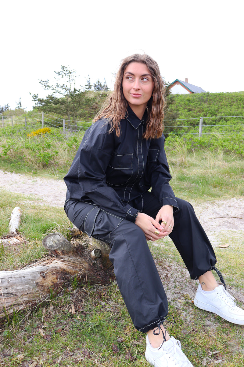 MERO-LS-CARGO-SHIRT - BLACK