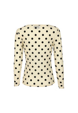 MESH LS TSHIRT, FLOCK - IVORY BIG DOT