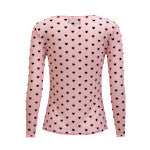 MESH LS TSHIRT - ROSE BLACK FLOCK HEART