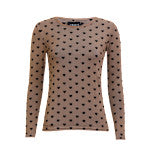 MESH LS TSHIRT - SAND BLACK FLOCK HEART